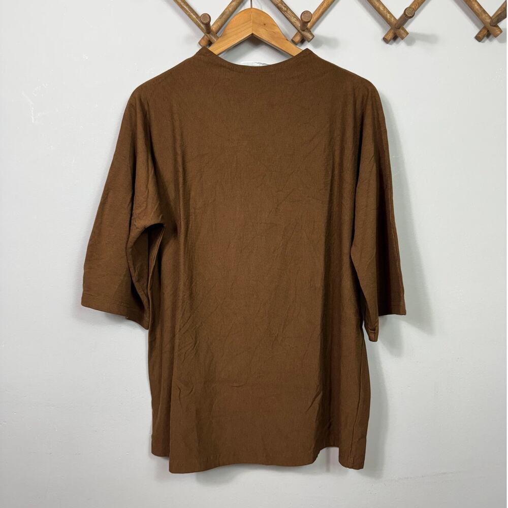 Bryn Walker Brown Mock Neck Bamboo Organic Cotton Tunic Women's Size M